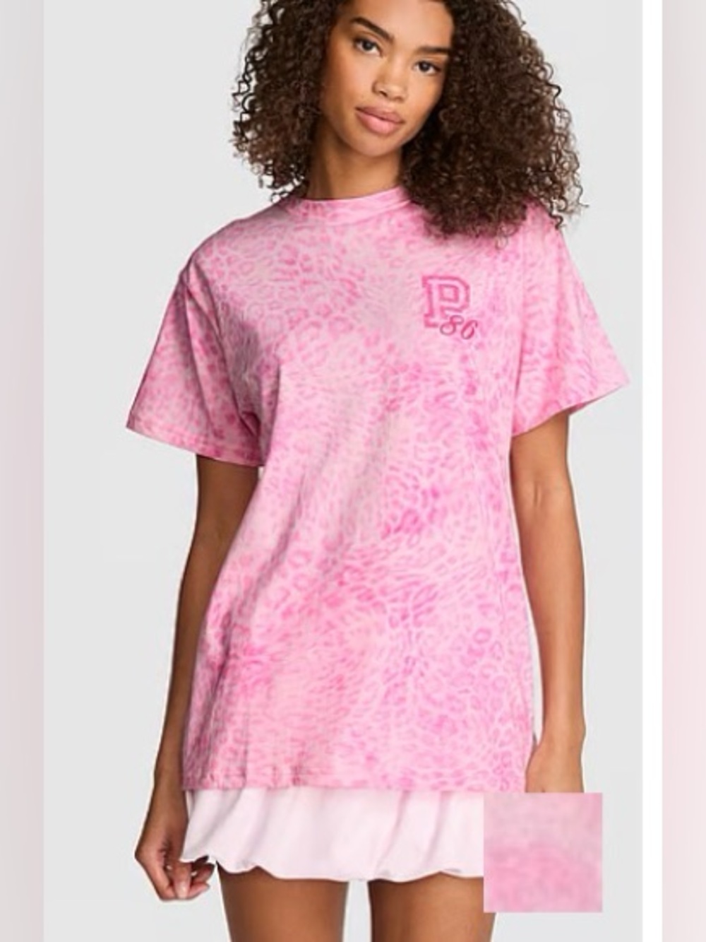 PINK Victoria's Secret Campus Cotton Pink Leopard Short Sleeve T-Shirt